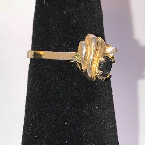 Vintage 14 ktgf Sapphire and Cz Ring, Size 7 - Picture 2 of 14